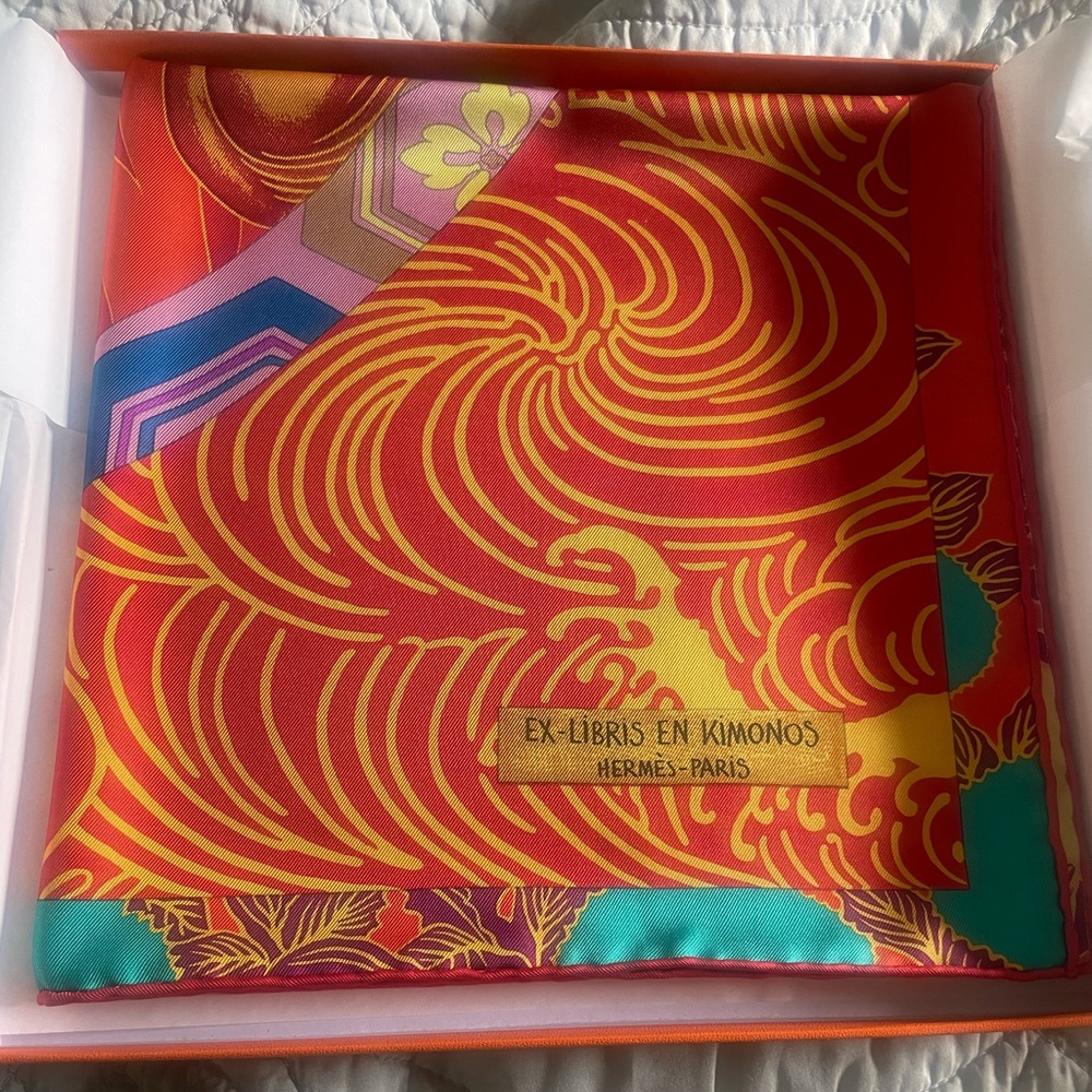 New/ vintage 100% silk Ex-Liberia En Kimonos Hermes-Paris design by Anamorphee